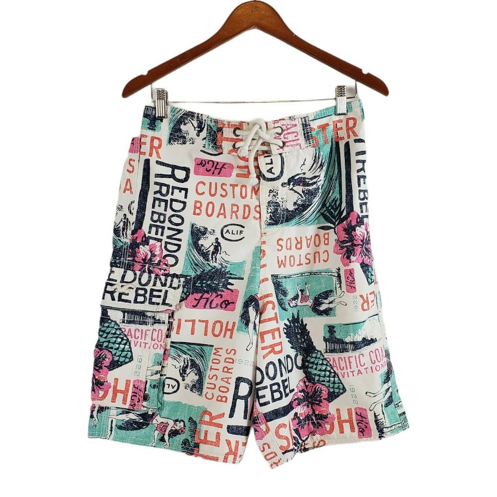 Hollister Mens Board Shorts Size XS Lined Drawstring Swim Trunks Pockets  GREAT!